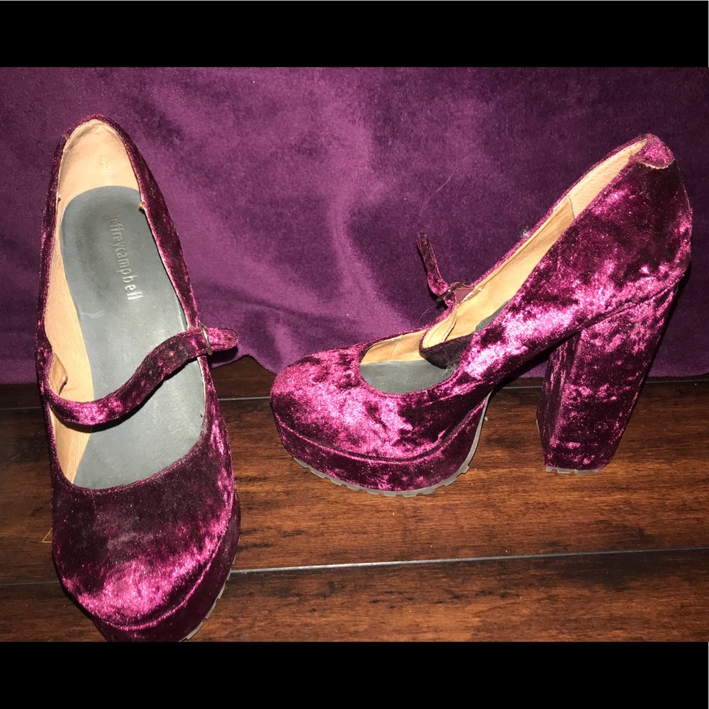Red velvet heels